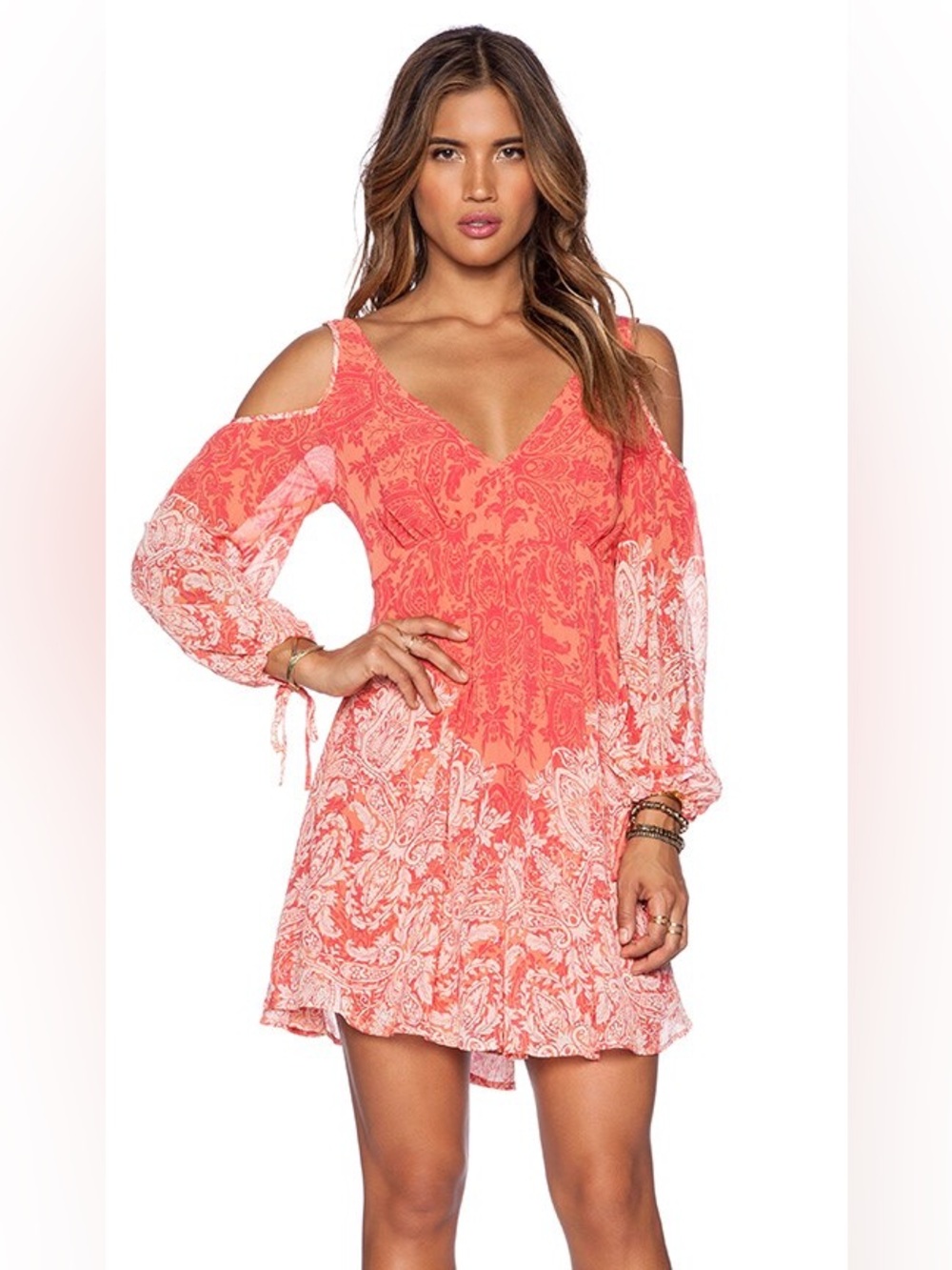 Free People Penny Lover Mini Dress in Clementine Combo - Picture 2 of 8